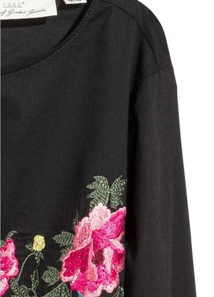 Чорна блуза, сорочка, вишиванка бохо, етно, великий розмір батал,бавовна h&m3 фото