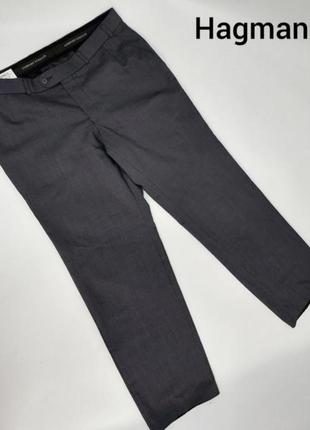 Чоловічі сірі класичні брюки в дрібну клітинку від німецького бренду hagman