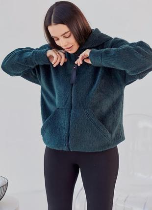 Теплый худи oversize из пальтовой шерсти