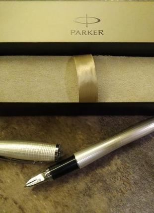 Кулькова ручка parker urban premium pearl metal chiseled, parker 5th technology ink pen (s0976020)4 фото