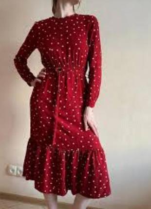 Романтичное длинное платье в горох бренд shein