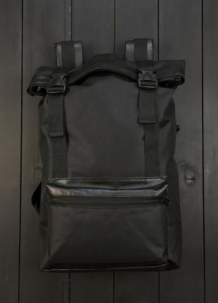 Чорний рюкзак роллтоп rolltop міський для подорожей1 фото