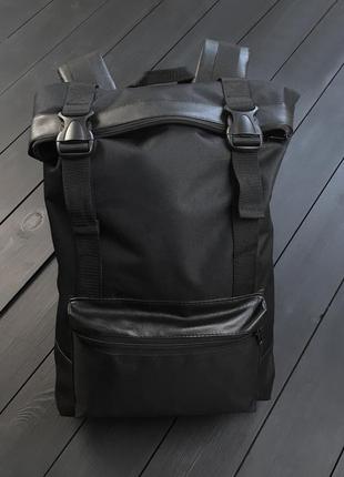 Чорний рюкзак роллтоп rolltop міський для подорожей3 фото