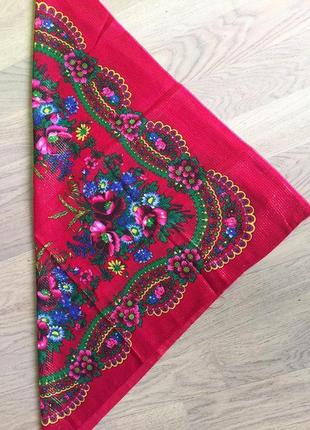 Яркий платок с люрексом в украинском стиле времен срср/ винтаж/ этно стиль4 фото