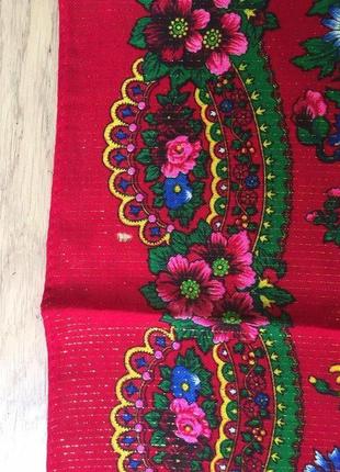 Яркий платок с люрексом в украинском стиле времен срср/ винтаж/ этно стиль5 фото