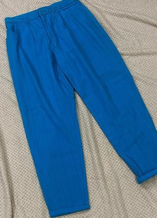 Яркие голубые винтажные джинсы бананы размера l-xl2 фото