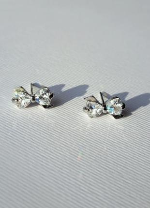 Серьги серебро посеребрение 925 пробы гвоздики бант