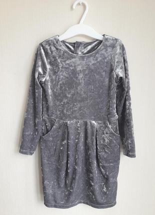 Плаття велюрове з переливом для дівчат 2-10 років фірми h&m (швеція4 фото
