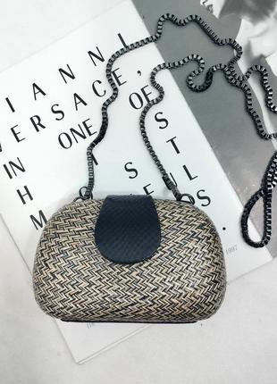 Сумка мини кожа змеи соломенная hoss на цепочке