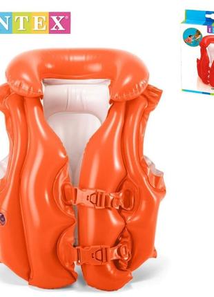 Дитячий рятувальний надувний жилет люкс intex 58671np. розміром 50х47см, для дітей від 3 до 6 років
