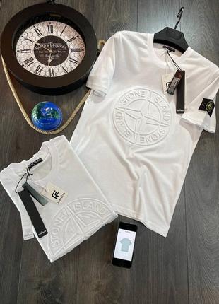 Футболка stone island белая / мужская футболка стон айленд