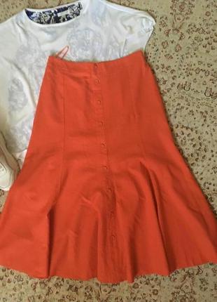 Юбка-годе макси лён с пуговицами спереди