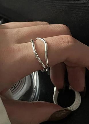 Серебряное регулируемое женское широкое кольцо из 925 пробы серебра массивное  в форме блестящее, цирконий подарок, камень рисунок, кристал,