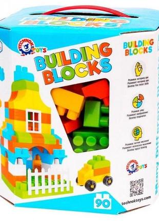 Детский конструктор для мальчика "building blocks", 90 деталей, голубой, технок