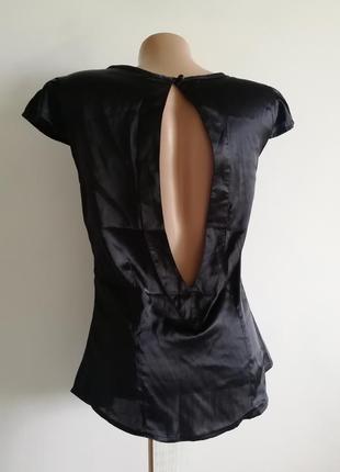 🌹атласная блуза с рюшами и открытой спиной 🌹 черная блуза6 фото