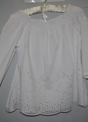 L фирменная женская выбитая рубашка блузка блуза туника легкая натуральная баска4 фото