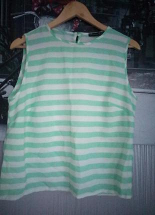 Летняя блуза в полоску нежного цвета размер 14 идет на 48-50