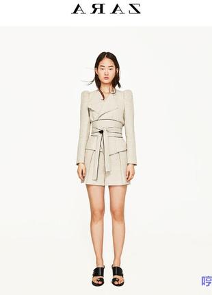 Новый пиджак zara коттон/льон+широкий пояс рр xs3 фото