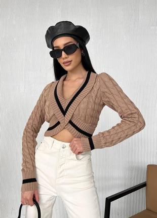 В’язана кофта топ, в’язана укорочена жіноча кофта