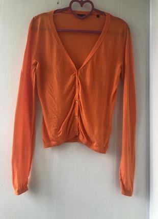 Легкий кардиган кофта, коттон, оранжевый цвет,2 фото