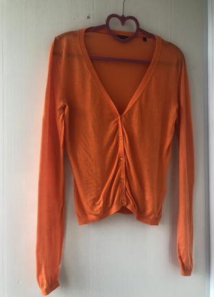 Легкий кардиган кофта, коттон, оранжевый цвет,3 фото