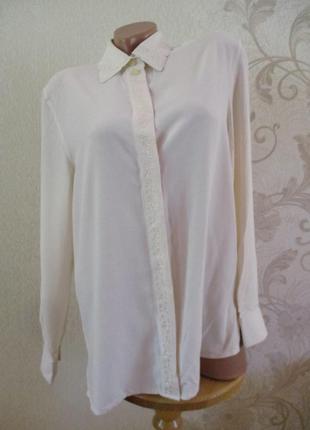 Блуза/сорочка айворі/кремова/віскоза/базова/з вишивкою/m-l1 фото