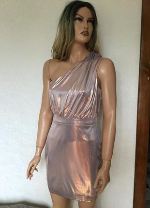 Сукня вечірня з металевим мідним блиском missguided р. 105 фото