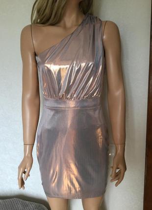 Сукня вечірня з металевим мідним блиском missguided р. 108 фото