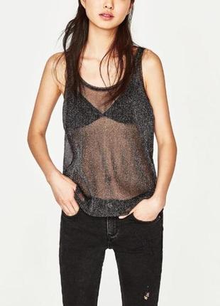 Майка zara блестящая сетчатая