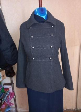 Стильный шерстяной бушлат, жакет в стиле милитари h&amp;m