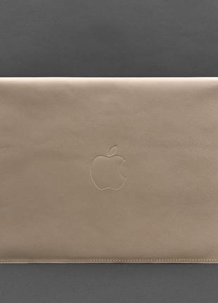 Чехол-конверт кожаный на магнитах для macbook 13'' светло-бежевый2 фото