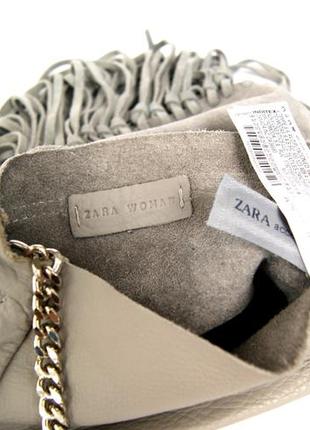 Zara. стильна шкіряна сумка на ланцюжку. бахрома. кроссбоди.10 фото