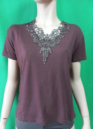 Винтажная футболка с кружевом ришелье и декором dolce&gabbana