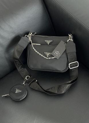 Женская сумка prada re-nylon pochette black