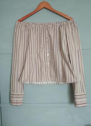 Актуальна блуза в смужку. відкриті плечі. кроп топ. смужка. кофточка. сорочка