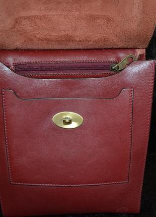 Бордовая кожаная сумочка mulberry, оригинал с номером5 фото