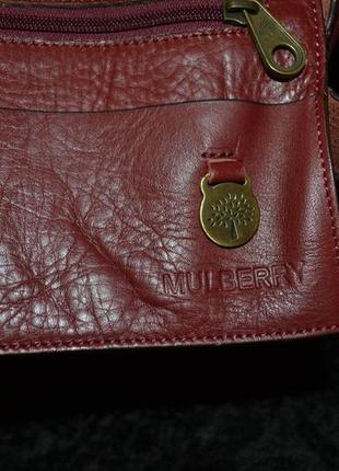 Бордовая кожаная сумочка mulberry, оригинал с номером7 фото