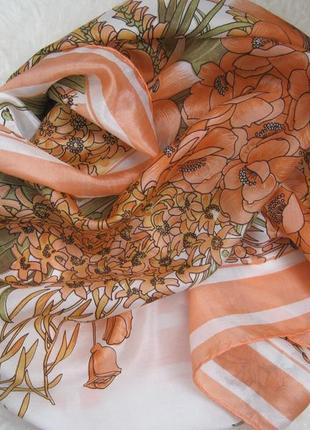 Легкий платок натуральный шелк, ручной шов1 фото