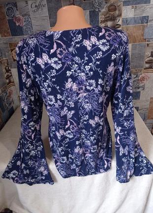 Пуловер кофточка клешные рукава в цветы2 фото