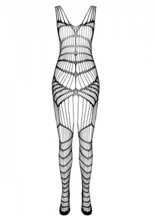 Ажурний бодістокінг зі складним вертикальним плетінням, боді, виріз, колготки, панчохи,1 фото