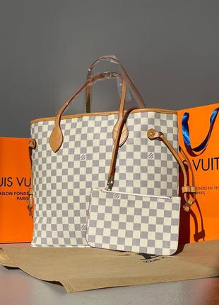 Сумка в стилі louis vuitton neverfull cream caramel