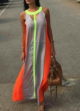 Серо-голубое платье летнее в пол