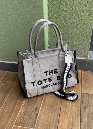 Сумка в стилі marc jacobs the large tote bag grey/black