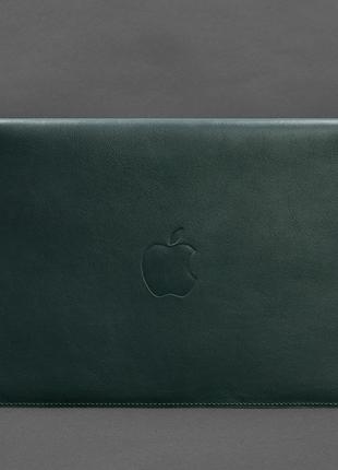 Чохол-конверт шкіряний на магнітах для macbook 13" зелений2 фото