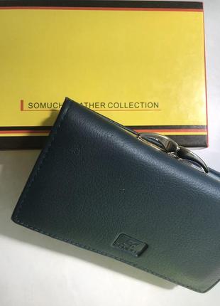 Женский кошелек портмоне. натуральная кожа. синий ичерный