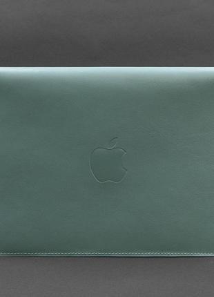 Чохол-конверт шкіряний на магнітах для macbook 13" бірюзовий2 фото