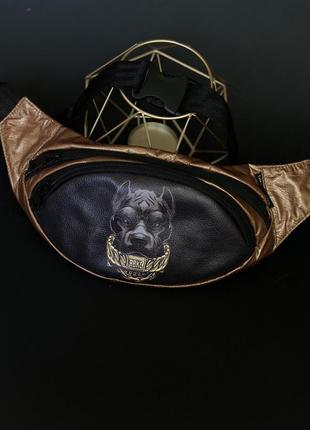 Бананка , сумка на пояс, барыжка, барсетка ,поясная сумка собака питбуль1 фото