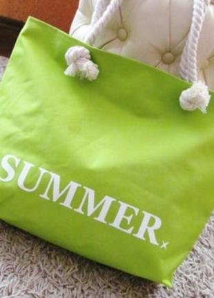 Пляжная сумка summer. салатовая1 фото