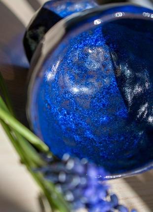 Келихи ручної роботи кераміка глина сині фужери для вина наливок7 фото