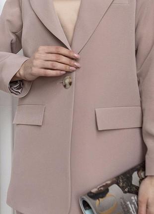 Костюм брючный женский с пиджаком цвет пудра размер xs, s, m, l6 фото